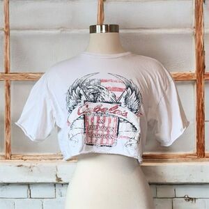Cabela’s White Cropped Short Sleeve GM Medium Tee T Shirt Eagle Flag